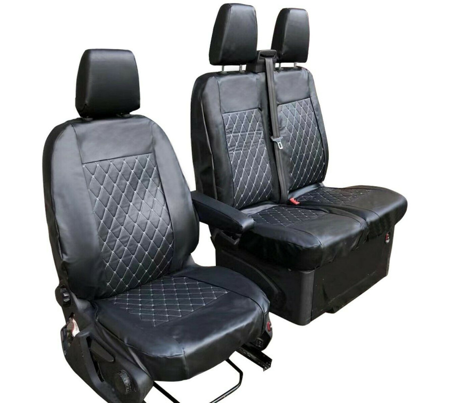 Ford Transit Custom 2013ON Tailored Diamond Quilted Leather Seat Covers